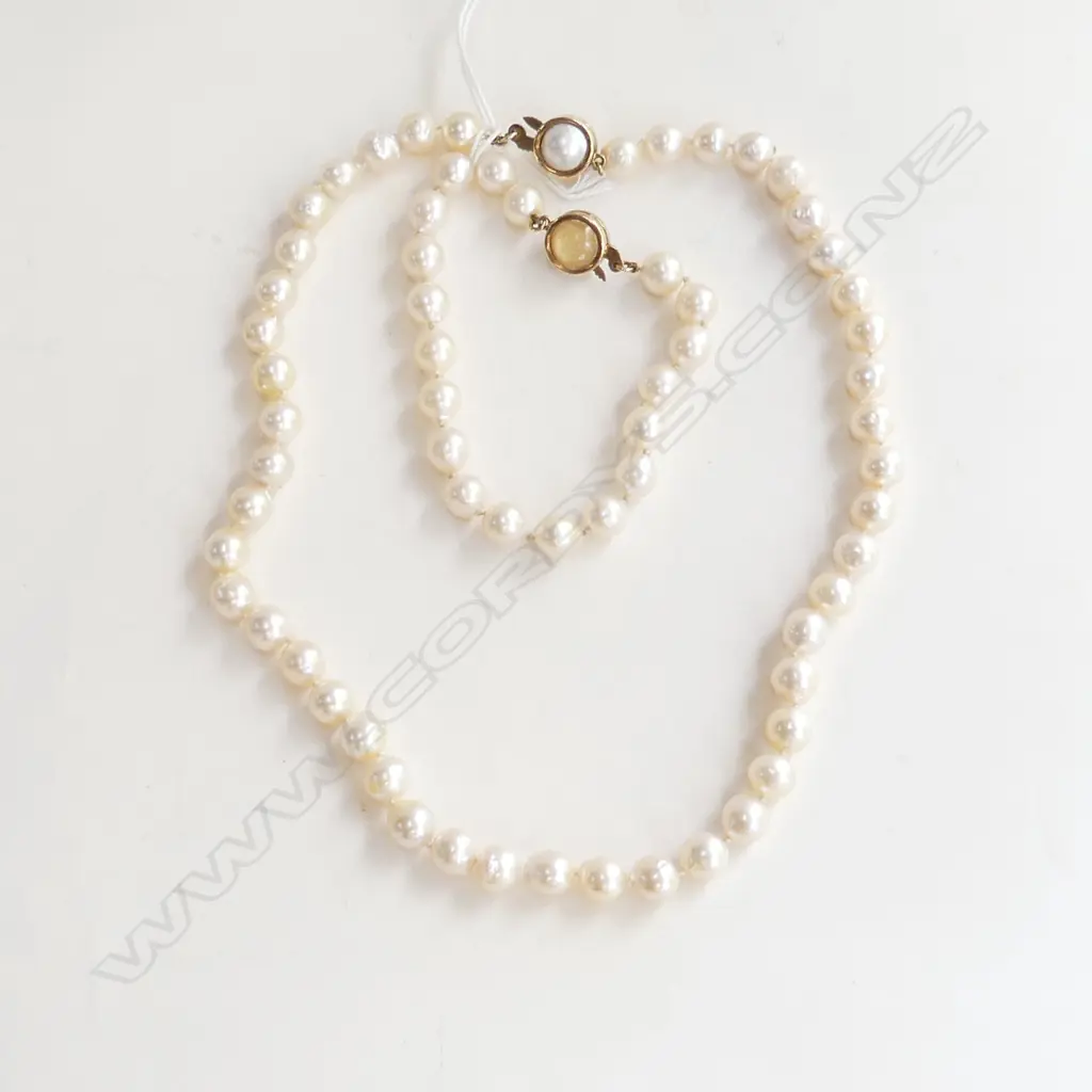 9CT GOLD SET PEARL BRACELET & NECKLACE SET Image 1++