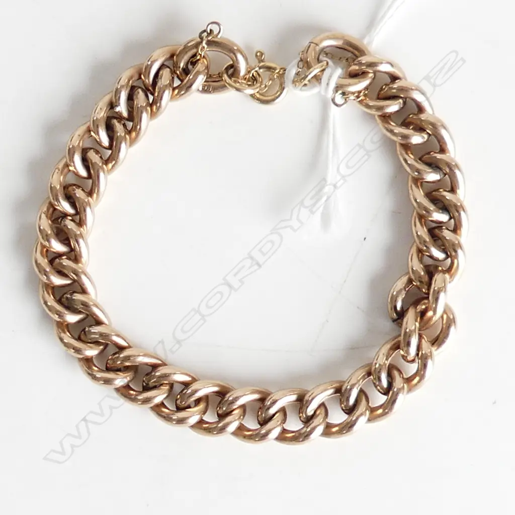 9ct ROSE GOLD HOLLOW CHAIN BRACELET 17.17gm Image 1++