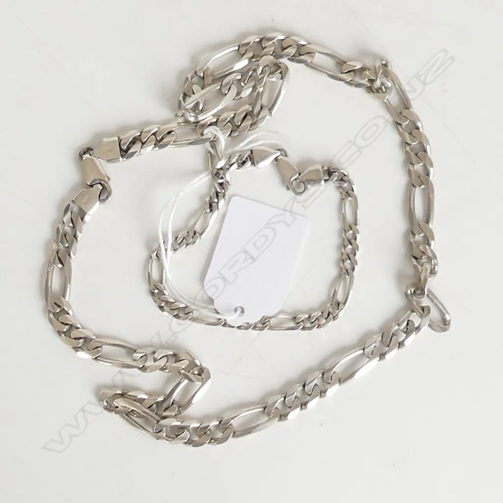 ST SILVER NECKLACE & BRACELET, W.57gm Image 1++