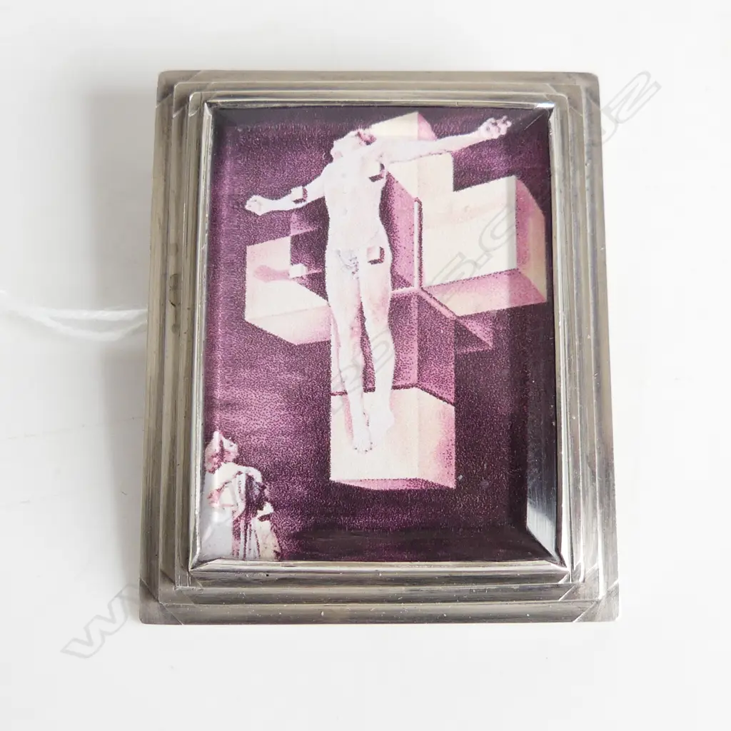 SILVER BROOCH W SALVADOR DALI'S 'CORPUS HYPERCUBICUS' Image 1++