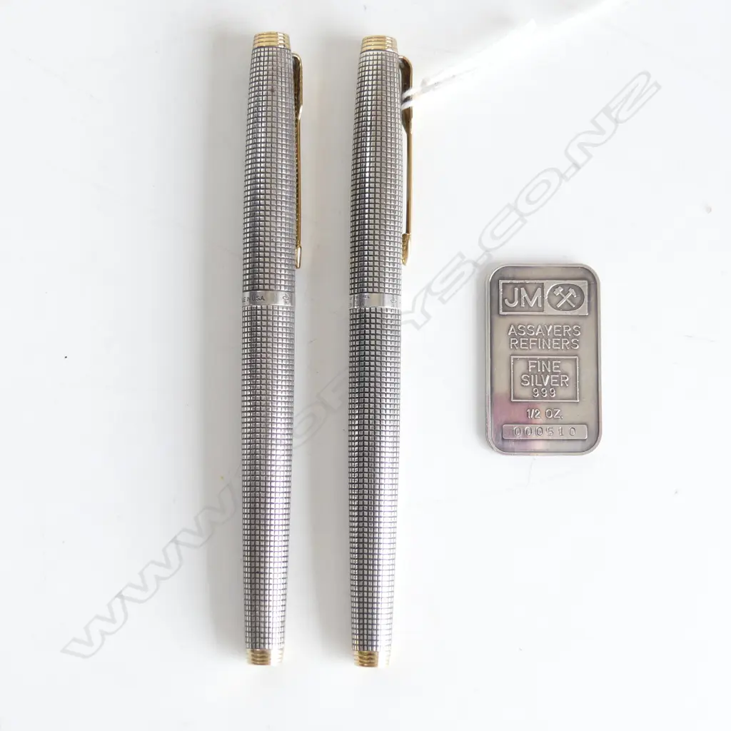 1/2 OZ ST SILVER INGOT & PR PARKER PENS Image 1++