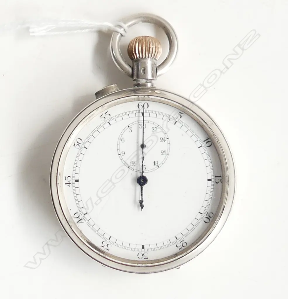 SILVER SPLIT CHRONO STOP WATCH Working. Silver import mark London 1910 Image 1++