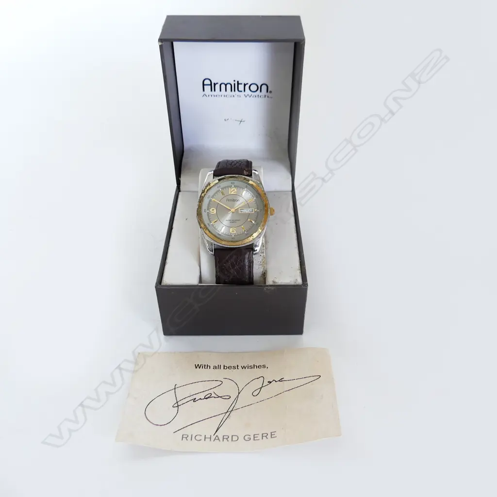ARMITRON MENS WATCH - presented to the owner by actor Richard Gere, includes signed card. Image 1++