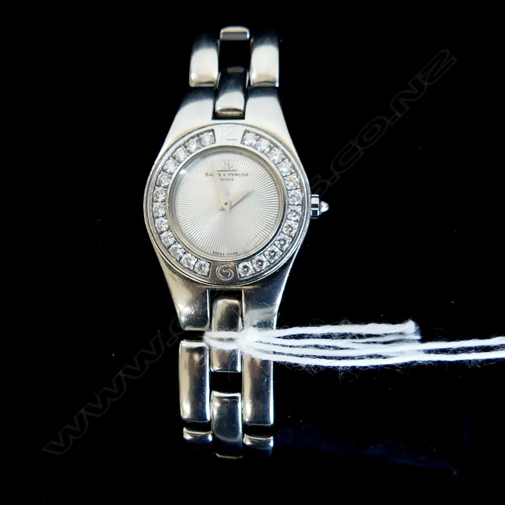BAUME & MERCIER LADIES WATCH, 24 DIAMONDS AROUND FACE, W CERT & ORIGINAL BOX Image 1++
