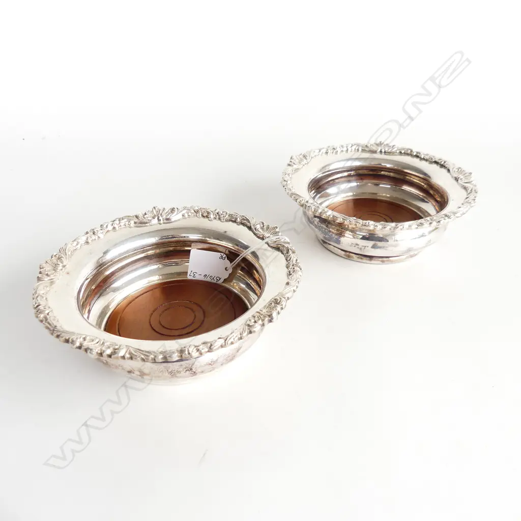PR SILVER PLATE WINE COASTERS Image 1++