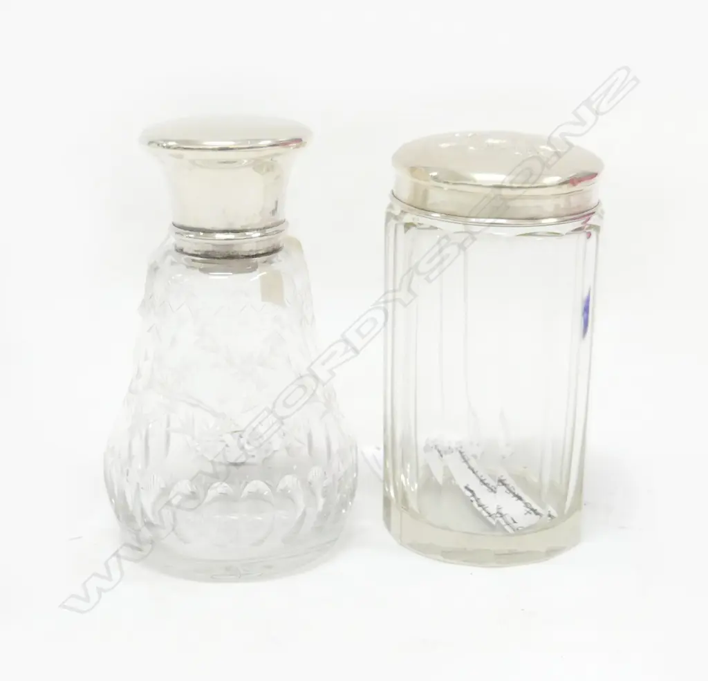 2 S/SILVER TOPPED DRESSING TABLE BOTTLES H100MM Image 1++