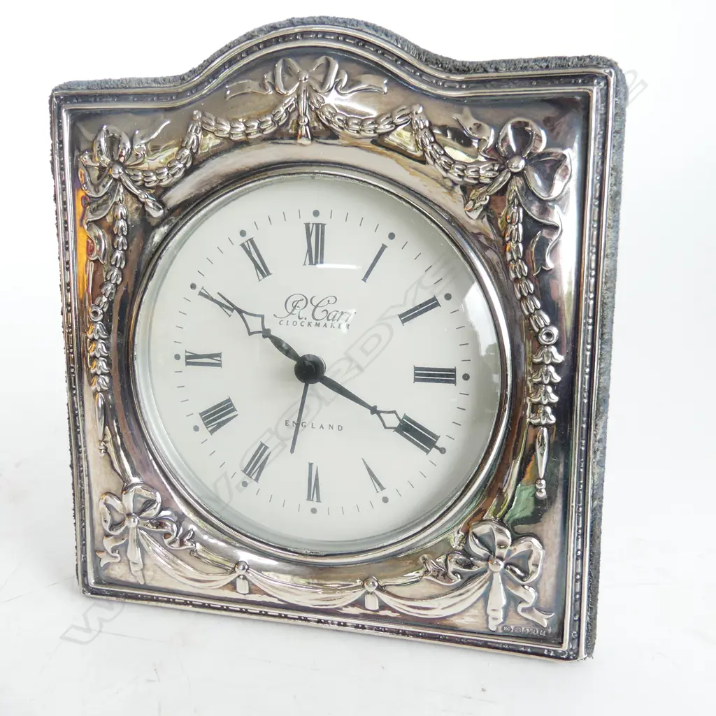 STERLING SILVER FRAMED BATTERY ALARM CLOCK SHEFFIELD 1994 140 x 140mm Image 1++