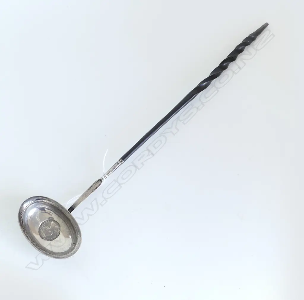 GEORGIAN SILVER COIN TODDY LADLE BALEEN HANDLE Image 1++