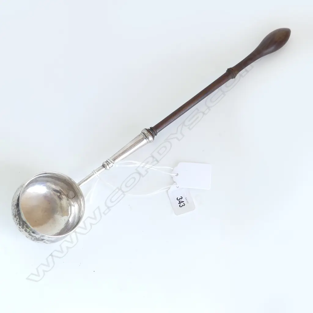 GEORGIAN SILVER TODDY LADLE TURNED WOOD HANDLE Image 1++