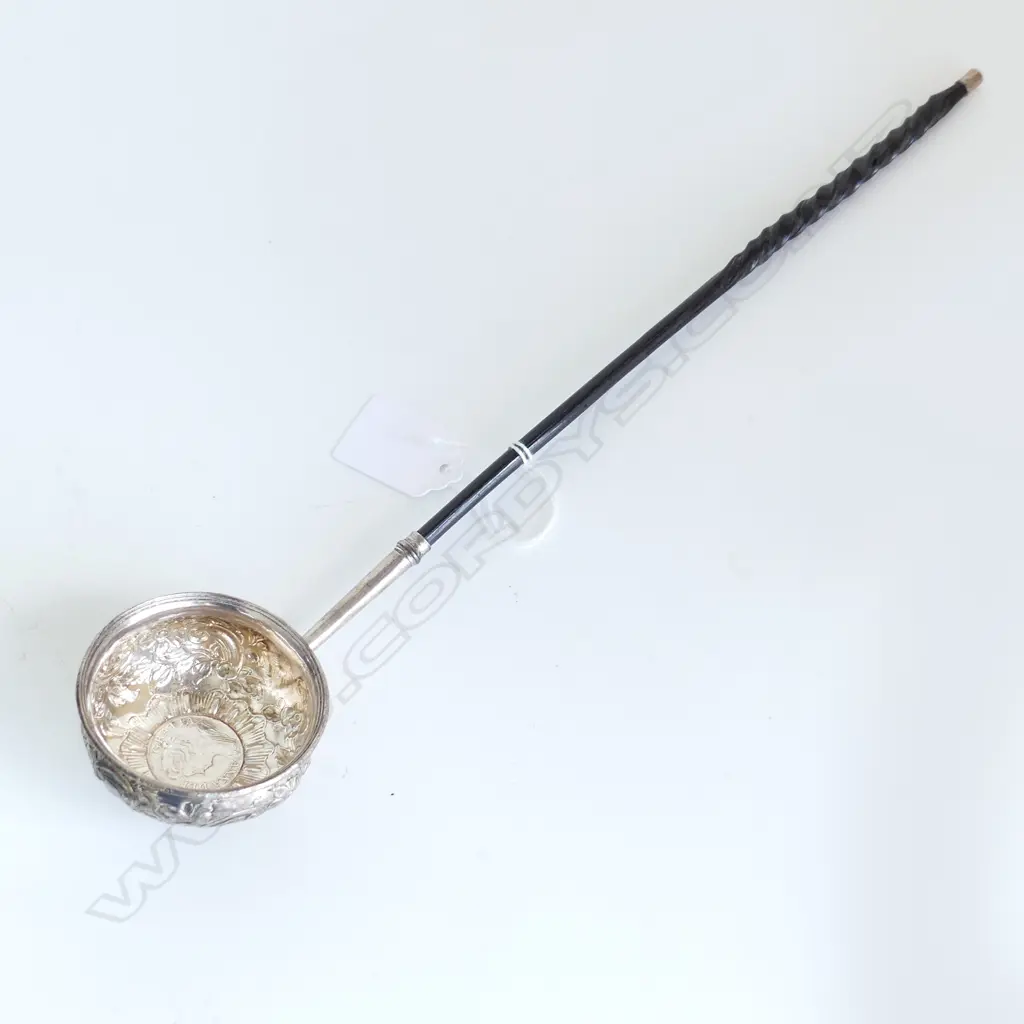 GEORGIAN SILVER COIN TODDY LADLE BALEEN HANDLE Image 1++