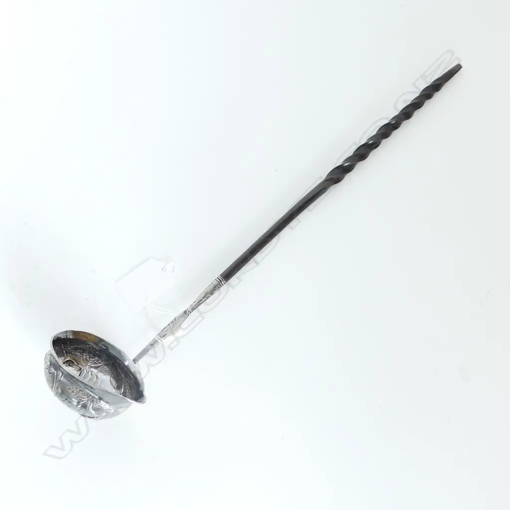 GEORGIAN SILVER COIN TODDY LADLE BALEEN HANDLE c.1800 Image 1++