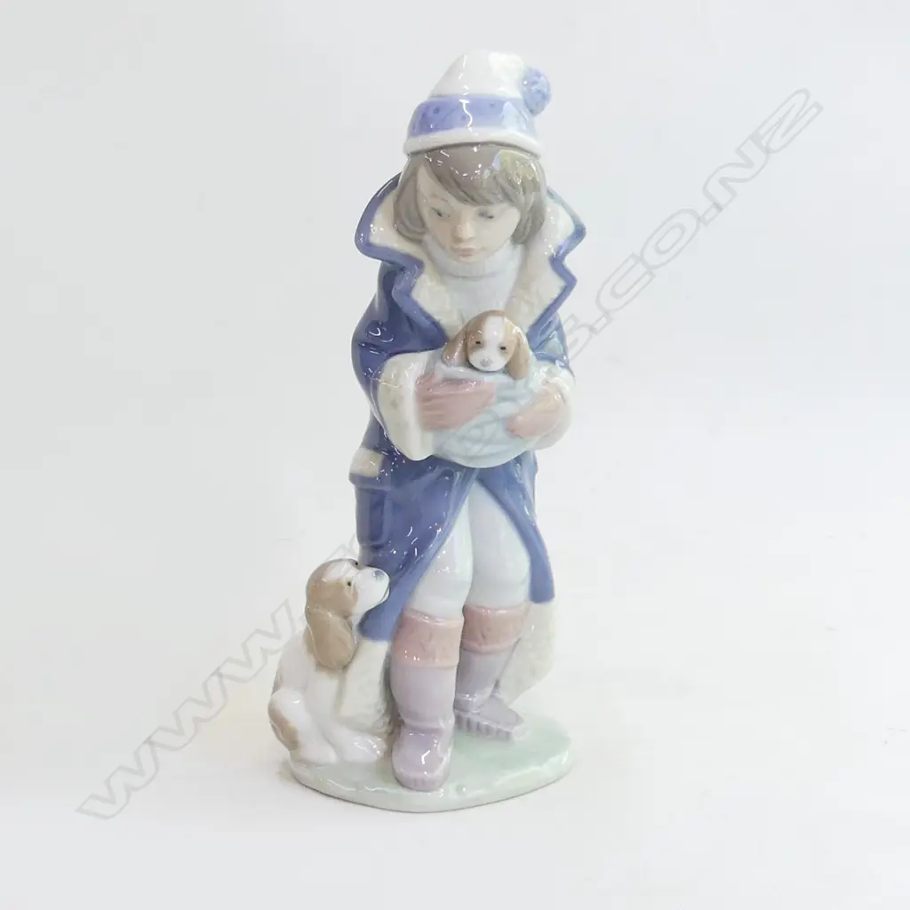 LLADRO #6019 'FRIDAYS CHILD' GIRL w. PUPPY H.180mm w. BOX Image 1++