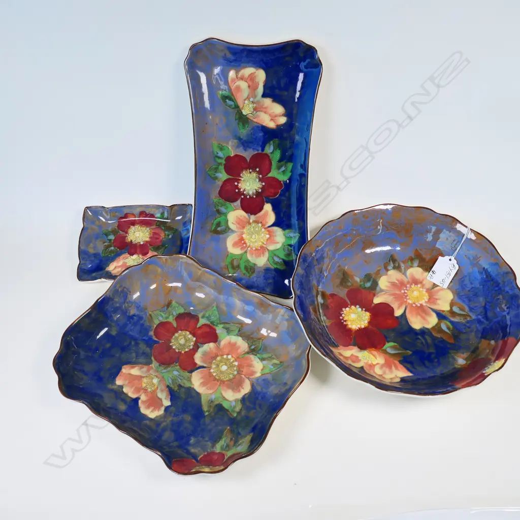 4 ROYAL DOULTON ART DECO DISHES,'WILD ROSE' PATTERN Image 1++