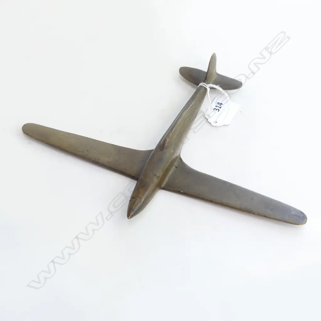WWII ERA TRENCH ART BRONZE PLANE L.195mm Image 1++
