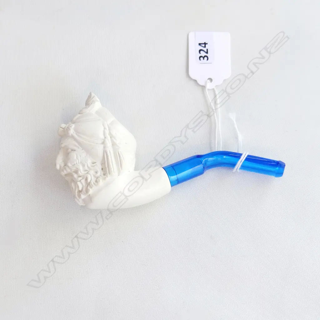 CARVED MEERSCHAUM PIPE OF BEARDED MAN, L.125MM Image 1++