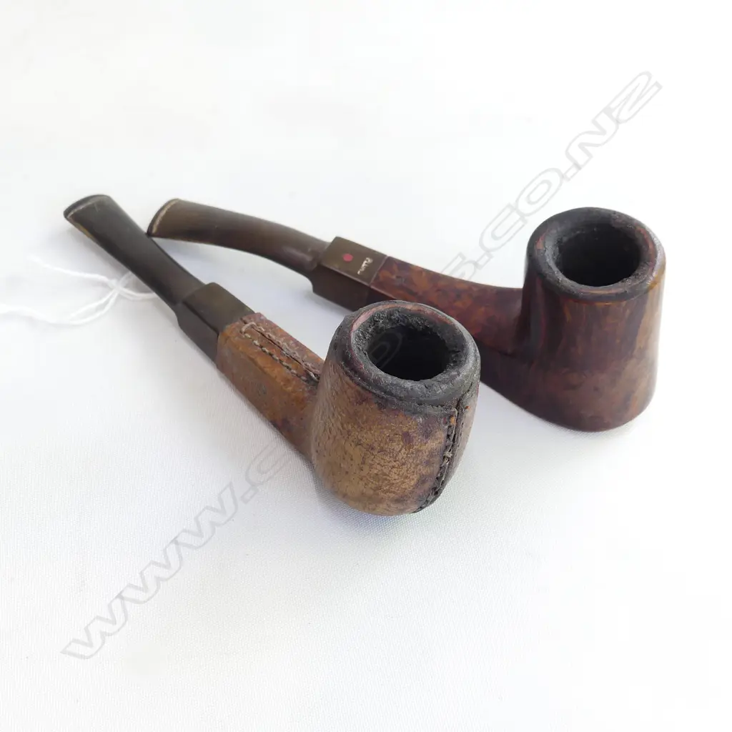 DOCTOR PLUMB LONDON BRIAR PIPE & ITALIAN LEATHER CASED PIPE, L.14CM Image 1++