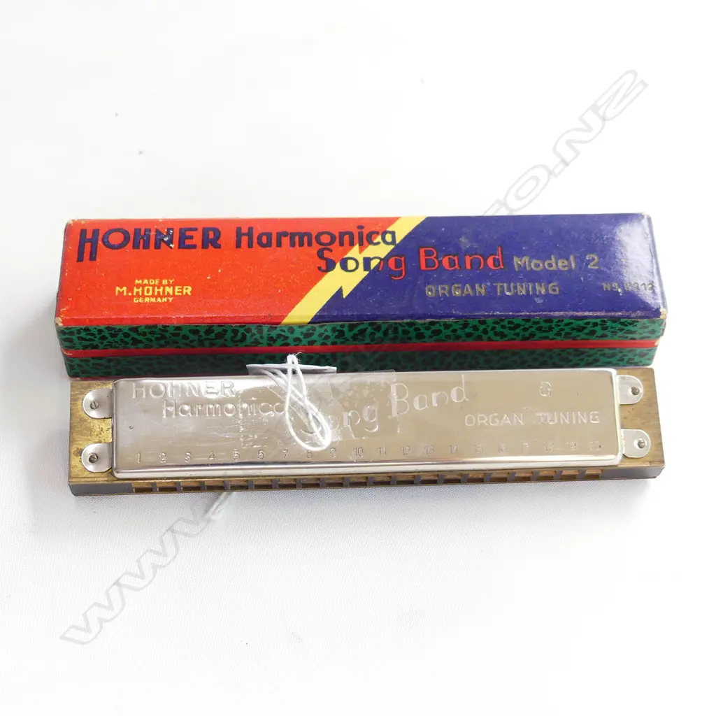 HOHNER SONG BAND MODEL 2 GERMAN HARMONICA, IN BOX, L.165MM Image 1++