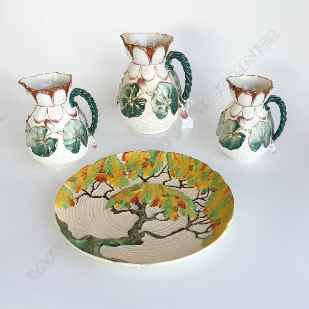 3 GRADUATED JUGS (CRAZING) + CARLTON WARE CHARGER 325mm dia Image 1++
