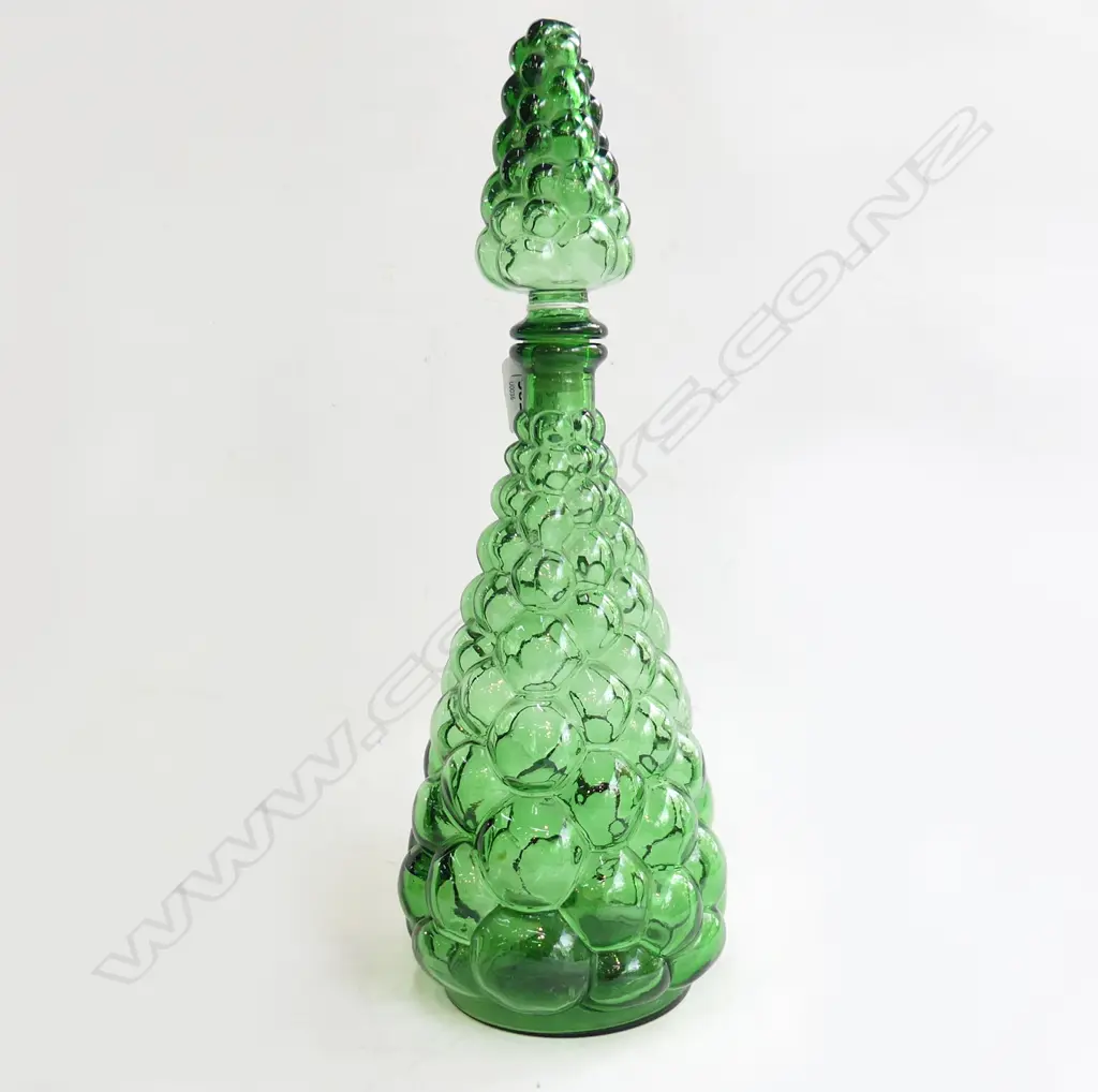 TALL GREEN GENIE BOTTLE, WEDDING PRESENT  IN THE 1970S. H. 410mm Image 1++