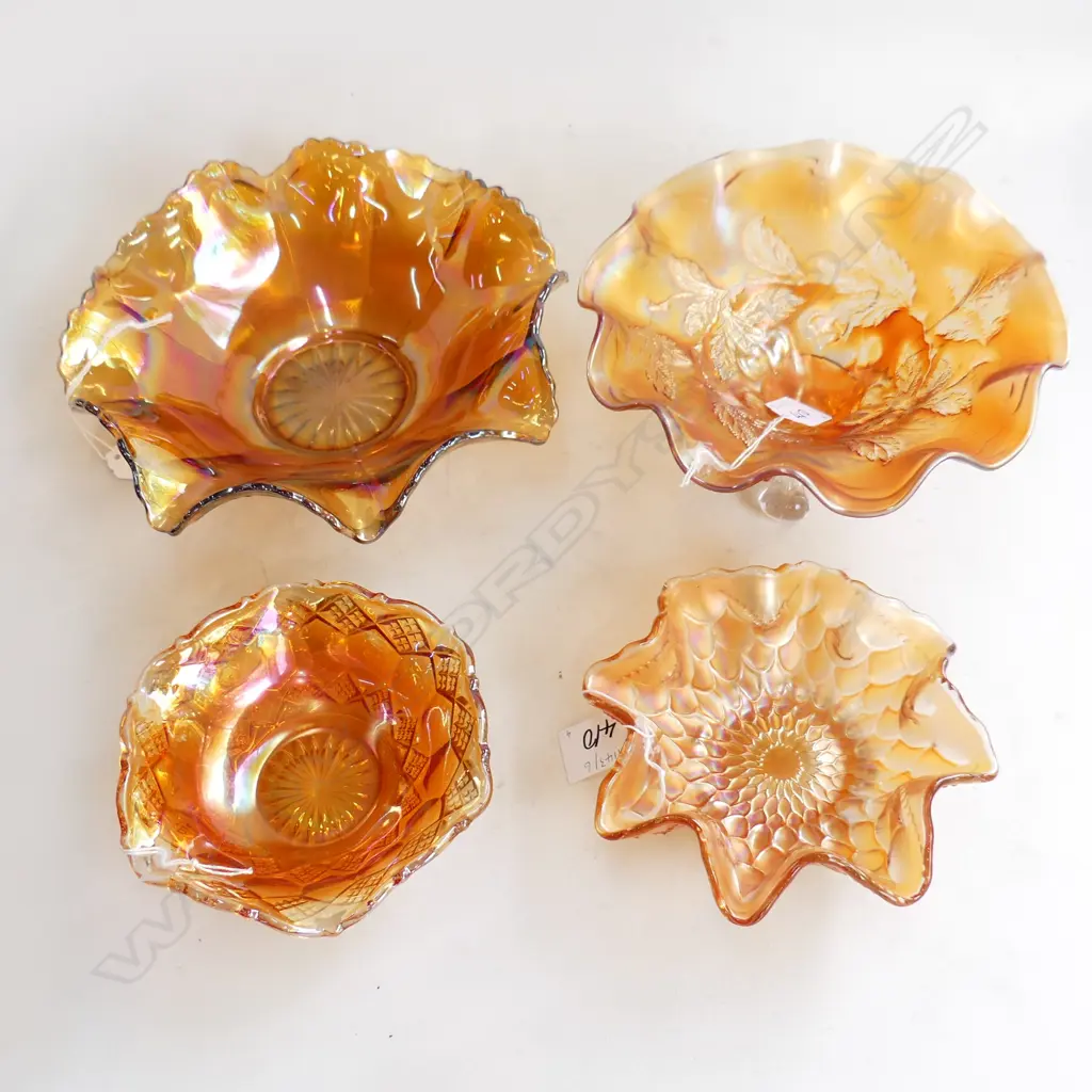 4PCS VINTAGE CARNIVAL GLASS LARGEST DIA 240MM Image 1++