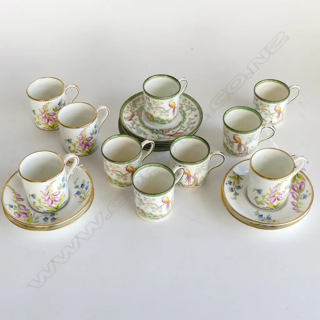 2 SETS VINTAGE ENGLISH CHINA  DEMITASSE CUPS & SAUCERS, 6 WILLIAM ADDERLY, 4 FOLEY Image 1++