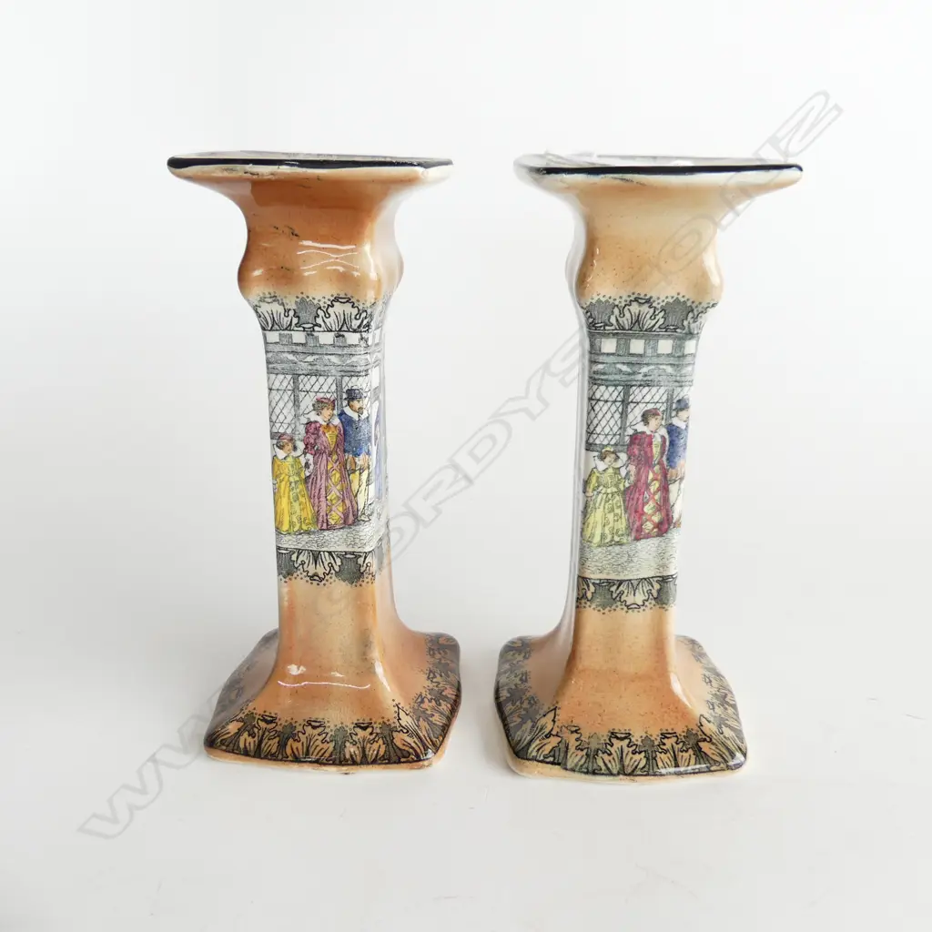 PR ROYAL DOULTON CANDLESTICKS 'OLD MORETON', H.170mm Image 1++