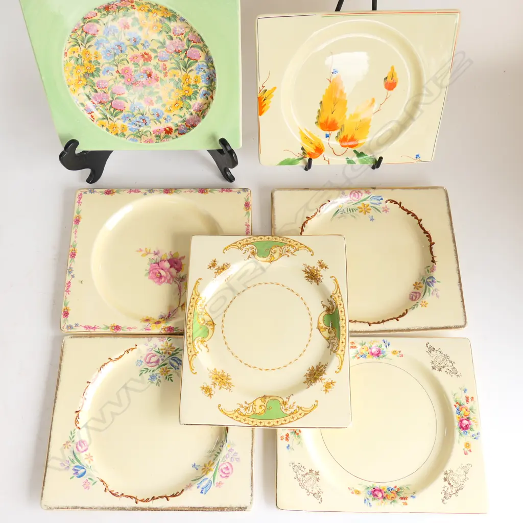 7 DECO PLATES, VARIOUS FLORAL DESIGNS, 'THE BIARRITZ' ROYAL STAFFORDSHIRE Image 1++