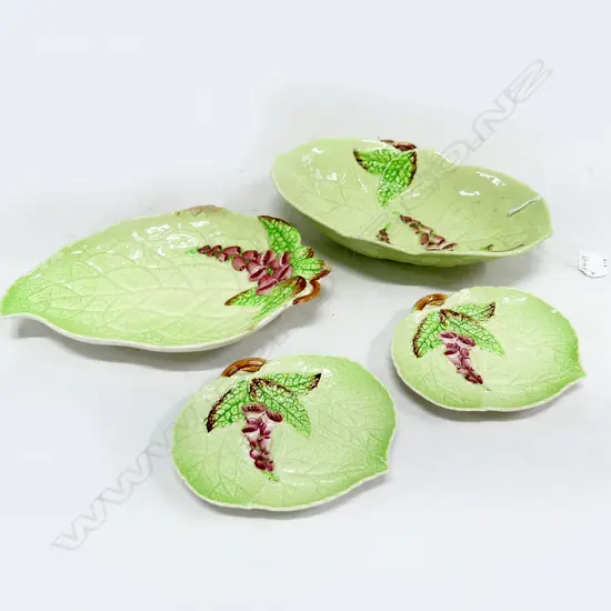 4 YELLOW HOLLYHOCK PAT CARLTON WARE DISHES & 4 GREEN PAT CARLTON WARE DISHES LARGEST 250MM