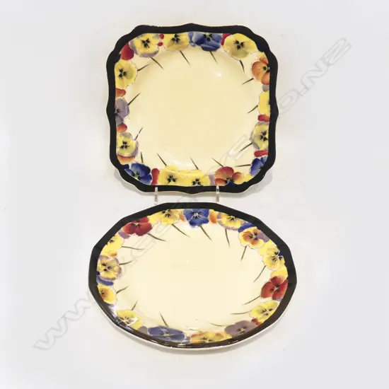TWO ROYAL DOULTON PANSY PATTERN PLATES - SQUARE AND ROUND  Dia.210mm