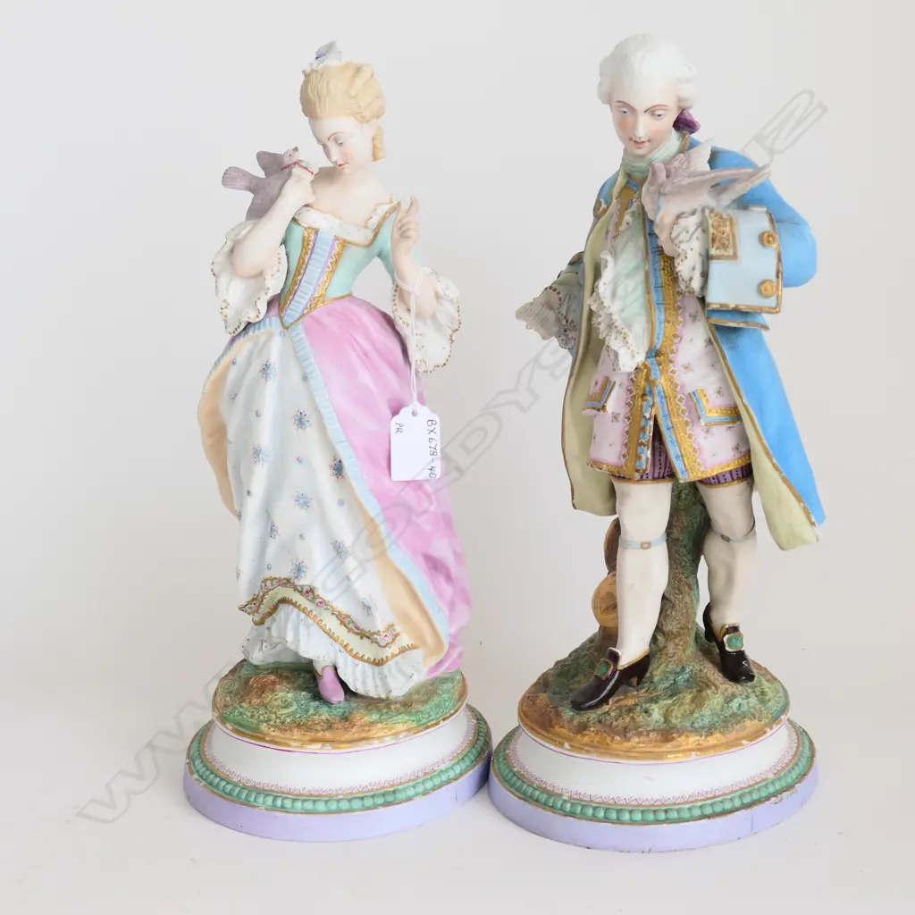 PAIR OF 19THC CONTINENTAL 'LOVE LETTER'  BISQUE FIGURINES (some damage) H.370mm Image 1++