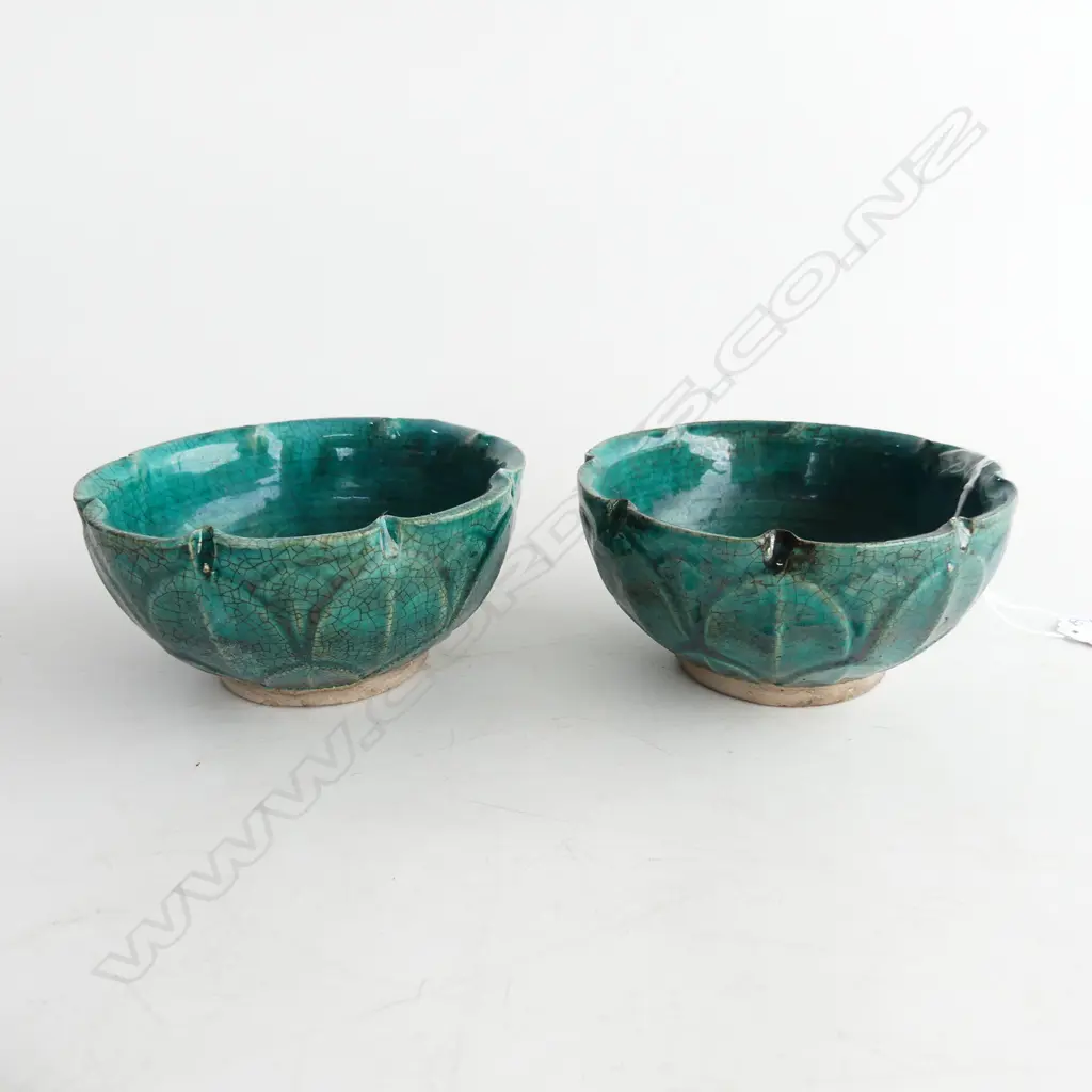 PR ORIENTAL GREEN GLAZE BOWLS 120mm dia Image 1++