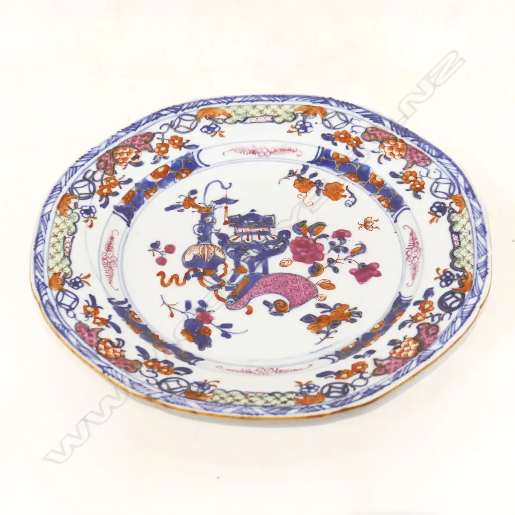 ANTIQUE CHINESE CANTON EXPORT PLATE c.1785 225mm dia Image 1++