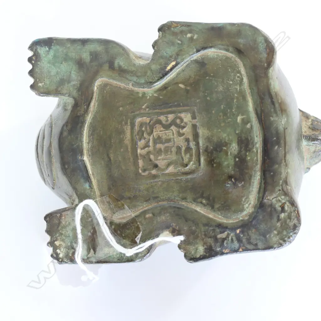 OLD CHINESE  ARCHAIC STYLE BRONZE INCENSE BURNER - GROTESQUE BEAST removable head H.120mm Image 1++