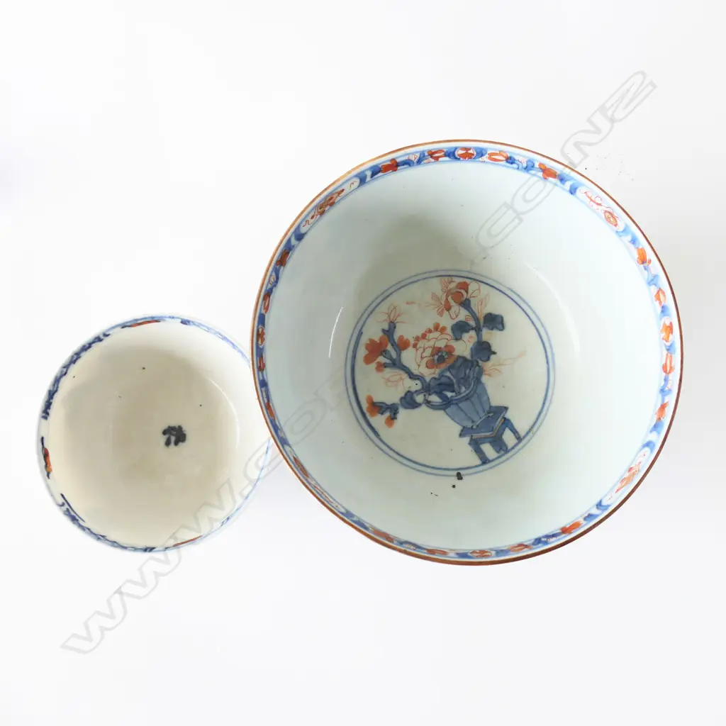 3 PIECES 18TH/19THC CHINESE IMARI, 2 BOWLS & 1 PLATE (REPAIR ), DIA. 90-230mm Image 1++
