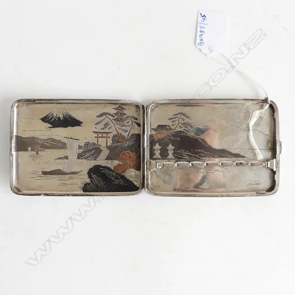 JAPANESE S/SILVER & GOLD INLAID SIGNED CIG CASE 74GRMS Image 1++