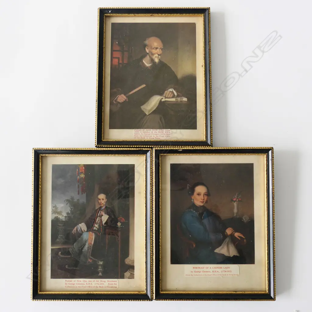 3 FRAMED PRINTS OF PAINTINGS HEAD OF HONG KONG BANK Image 1++