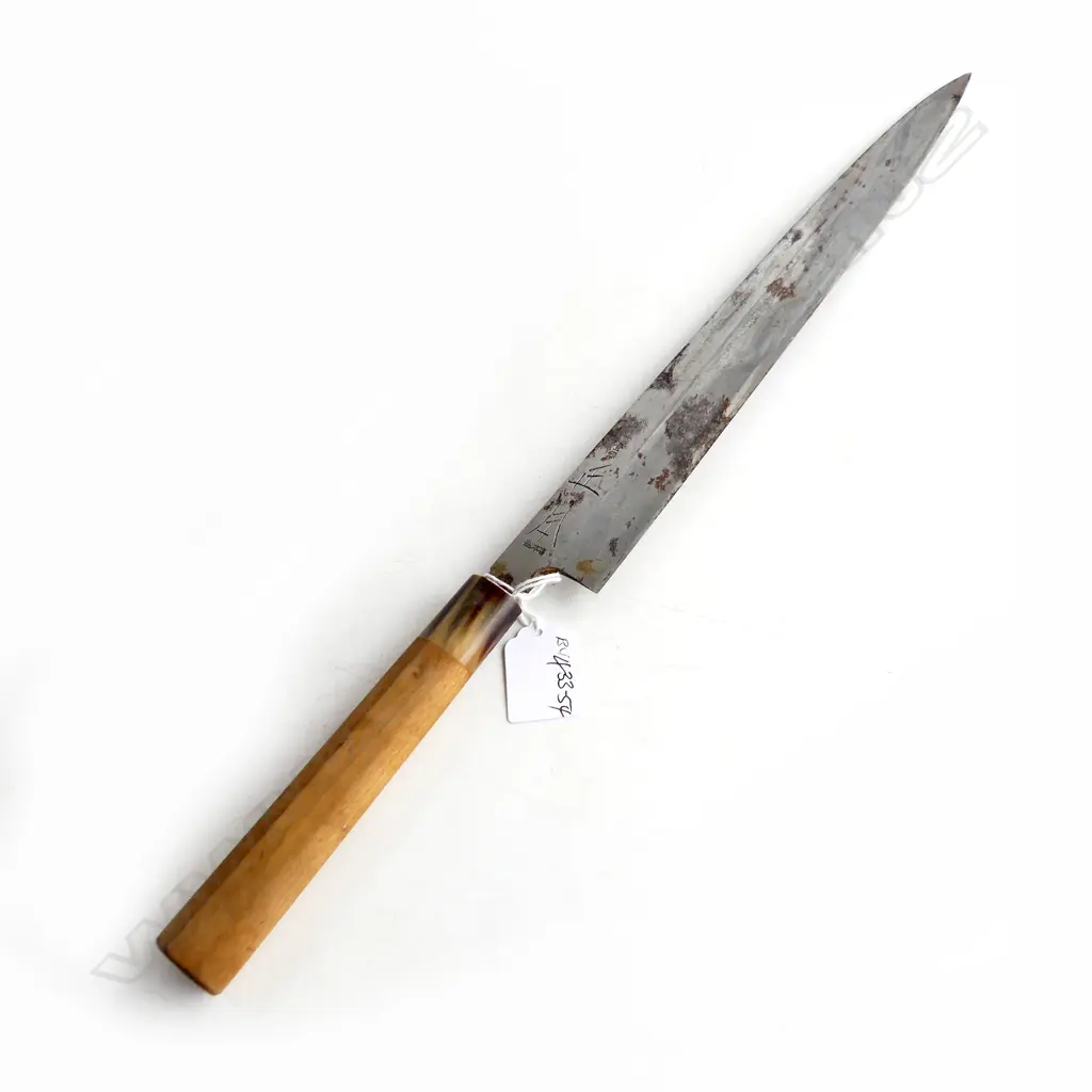 HIGHEST QUALITY VERY LONG LAMINATED CARBON STEEL YANAGIBA CHEF’S KNIFE HOLLOW GROUND  SIGNED BLADE HORN FERRULE L485mm Image 1++