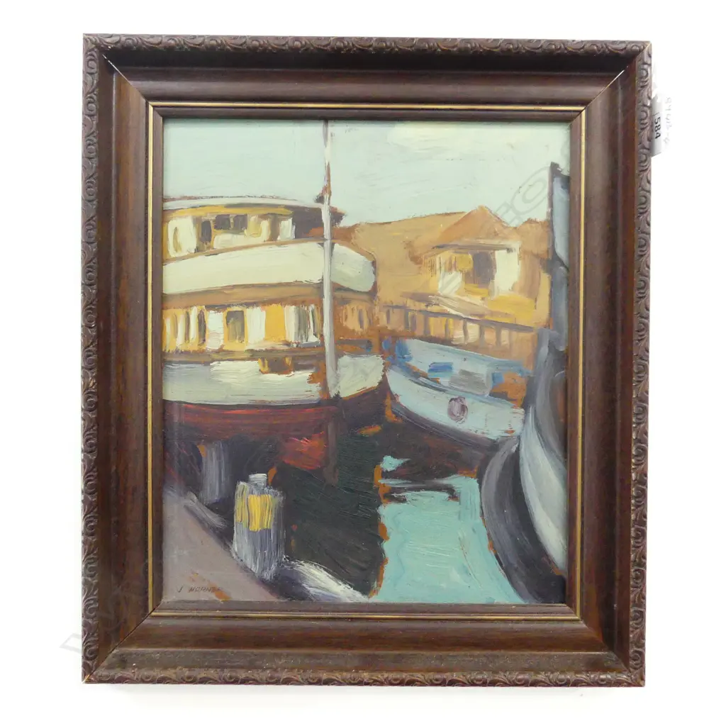 JOHN HORNER oil on board APPEARS TO BE THE KESTREL (DEVONPORT FERRY) SIGNED 290X240mm Image 1++