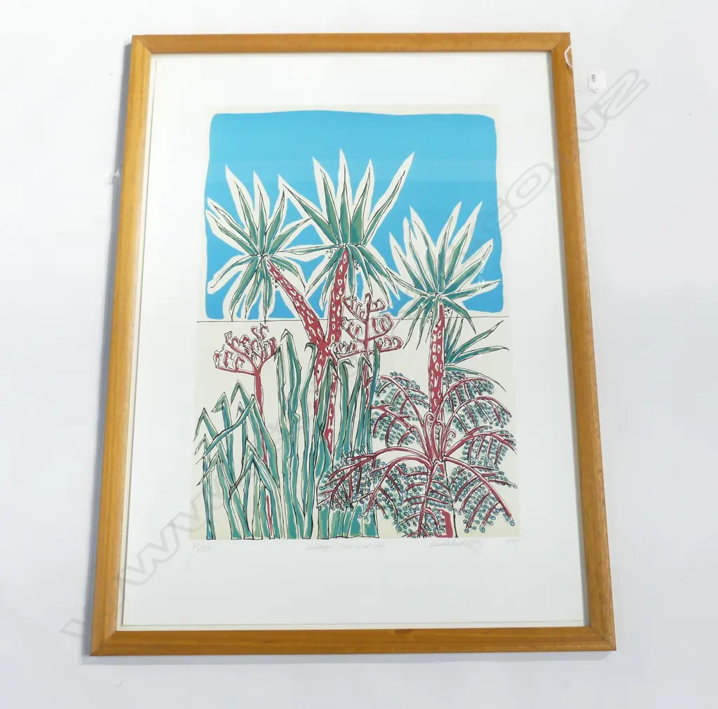 CLAUDIA POND EYLEY 'CABBAGE TREES AND SKY' LITHOGRAPH 1995 61/106 755x540mm Image 1++