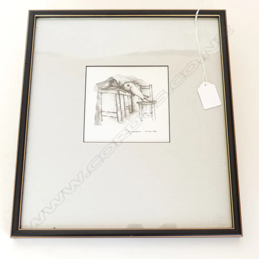 GREER TWISS (NZ b.1962) 'SNAPPER' INK ON PAPER '95 105x110mm Image 1++