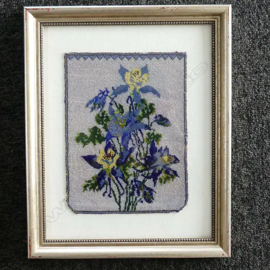 PR EARLY 20thC BEADED EVENING BAG, FRAMED 290x225mm
