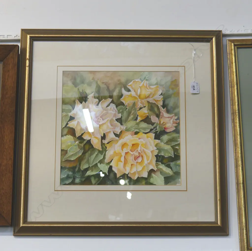 JEAN BRENNAN 'FROM MY BEDROOM WINDOW' ROSES W/C 305x310mm Image 1++