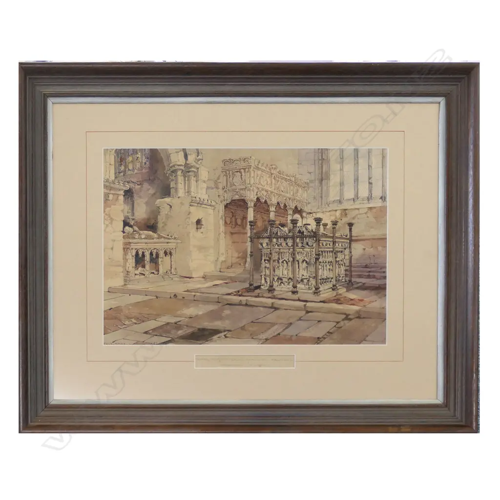 THOMAS CANE (NZ 1830-1905) 'TOMBS OF THE FITZALAN EARLS OF ARUNDEL' W/C 1881, 345 x 495mm Image 1++