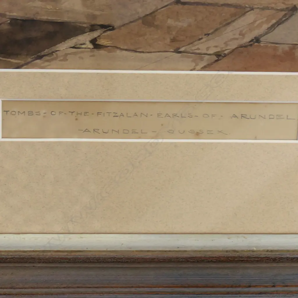 THOMAS CANE (NZ 1830-1905) 'TOMBS OF THE FITZALAN EARLS OF ARUNDEL' W/C 1881, 345 x 495mm Image 1++