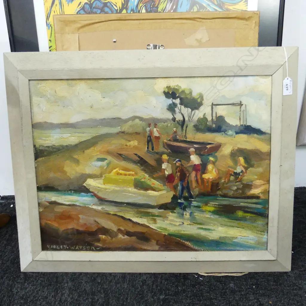 VIOLET WATSON (NZ 1906-92) LANDSCAPE OIL ON BOARD 370x495mm Image 1++