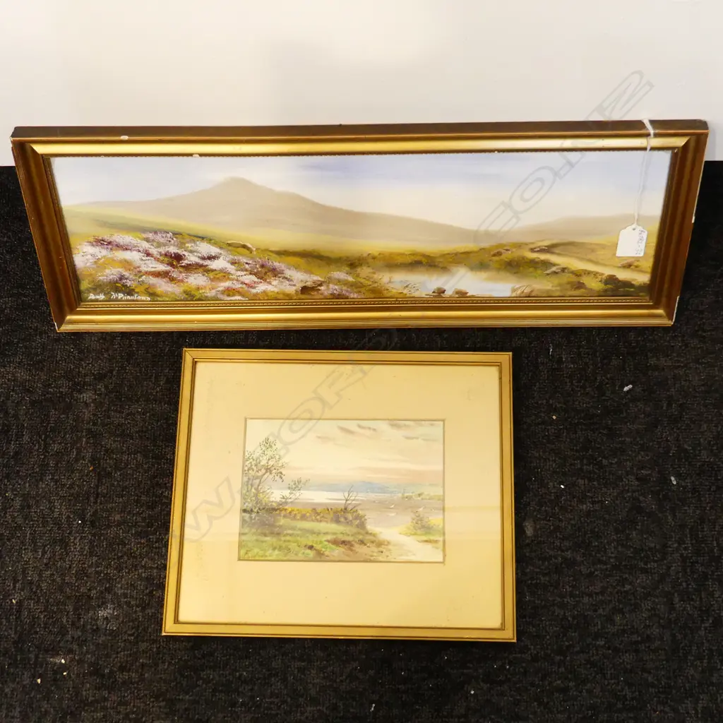 2X SMALL SCENIC PAINTINGS OIL ON BOARD + WATERCOLOUR 520X160MM + 170X120MM Image 1++