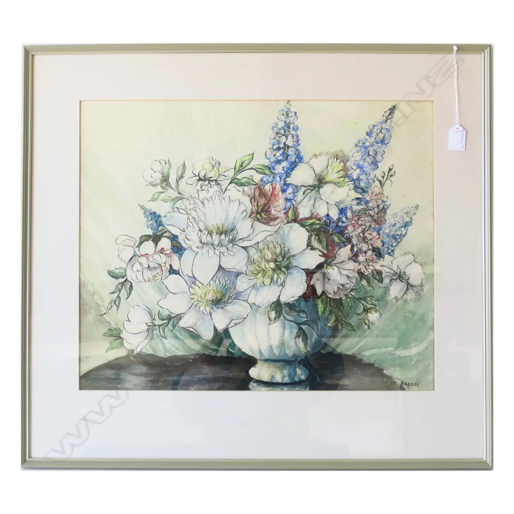 LENA ALLOM FLORAL STILL LIFE W/C 425x520mm Image 1++