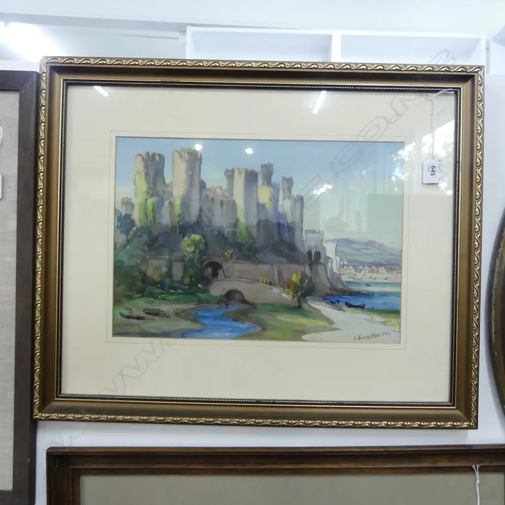 K.AIRINI VANE, ' VANE TEMPEST CASTLE' GOUCHE ON PAPER SIGNED &DATED '28 250X360mm, note this was the ancestral home... Image 1++