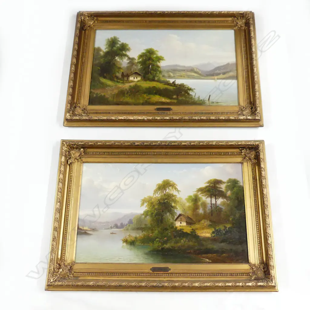 PR ANTIQUE EUROPEAN LANDSCAPE OILS ON CANVAS 395x655mm Image 1++