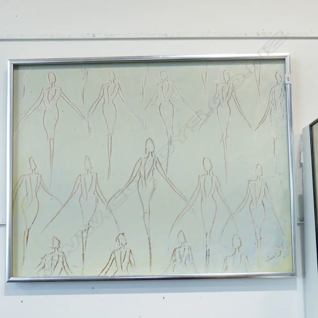 BRUNO DUTOT, ABSTRACT SILHOUETTES, OIL ON BOARD 670x870mm Image 1++